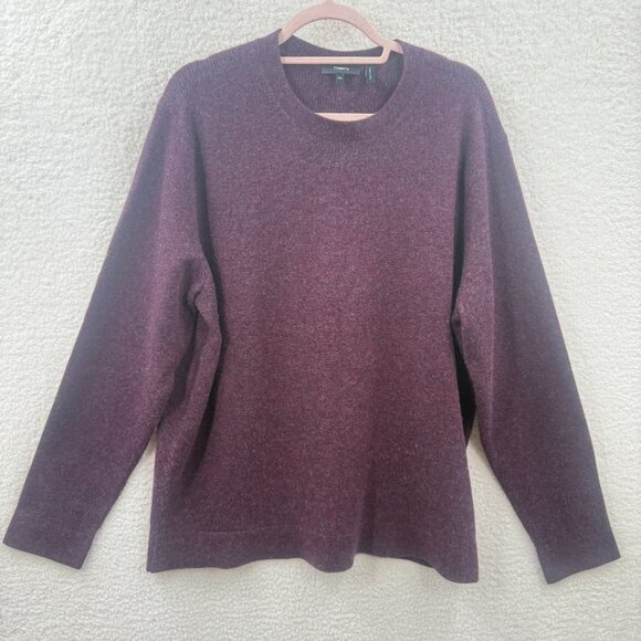 Mens Theory Donners Crew Neck Cashmere Sweater Size XXL Wine red Maroon G0988702 - Picture 1 of 9